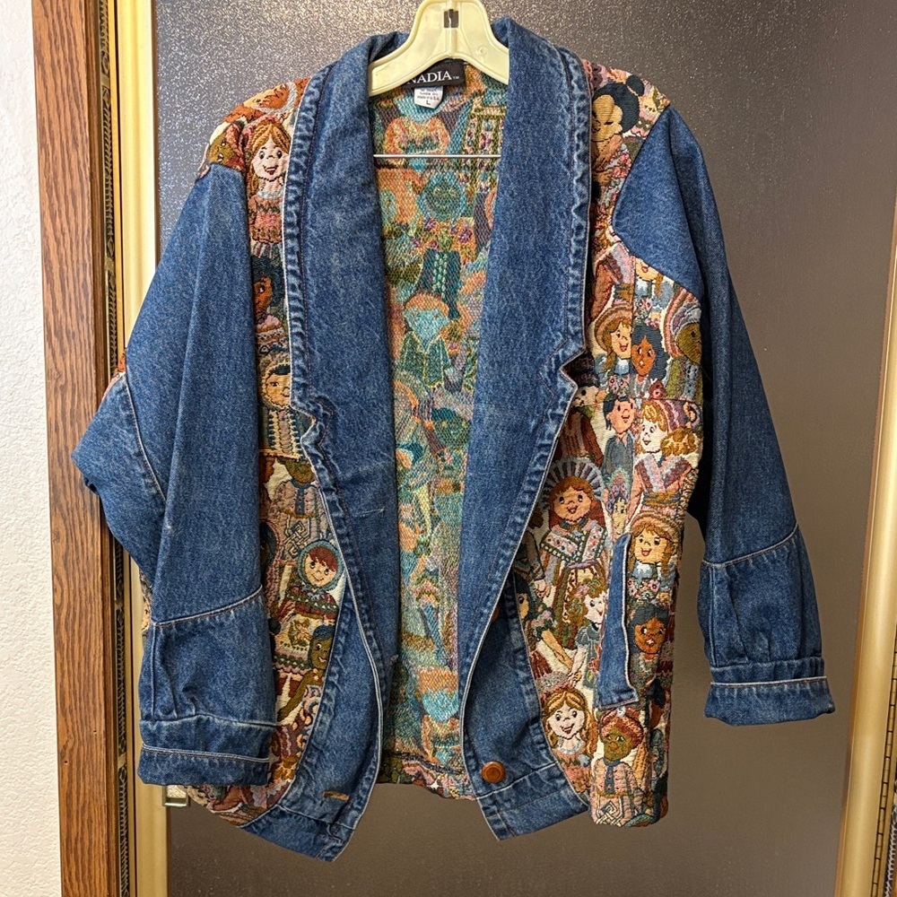 Vintage 90s Nadia Denim Jacket with Embroidered Design